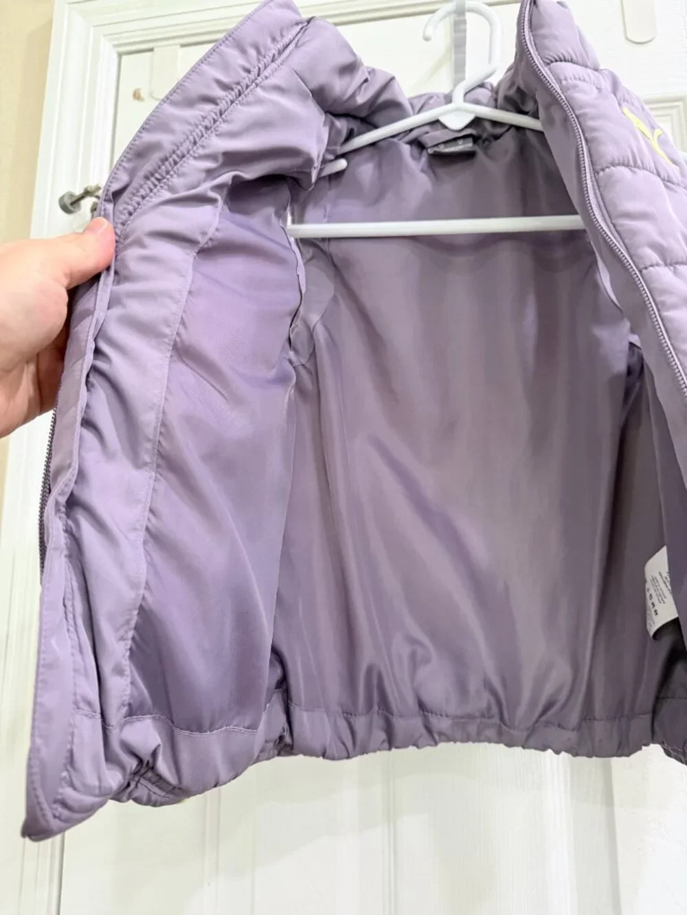PUMA Girl's 4T Lilac Puffer Vest Neon Green Trim Lightweight Quilted